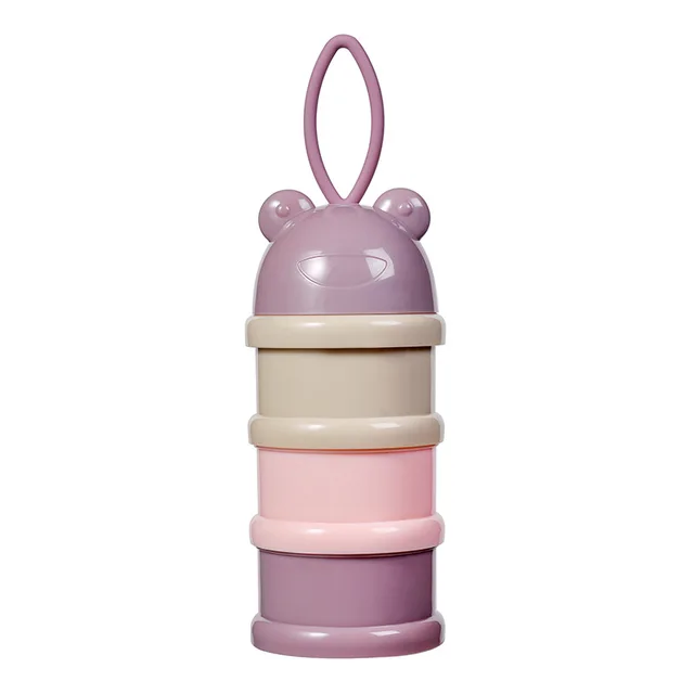 3 Layers Frog Style Portable Baby Food Storage Box Essential Cereal Cartoon Infant Milk Powder Toddle Snacks Container for Food Frog-light purple