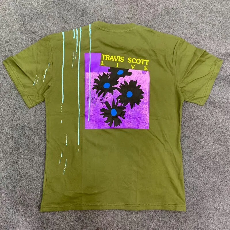 Футболка с цветком Astroworld Travis Scott Festival Run для мужчин и женщин модная повседневная