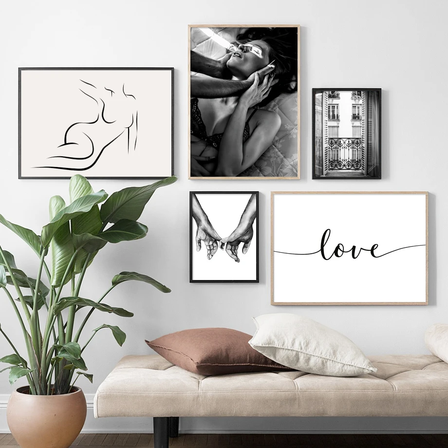 Blooming-Roses-Paris-Window-Hold-hands-Love-Nordic-Poster-Wall-Art-Prints-Canvas-Painting-Wall-Pictures