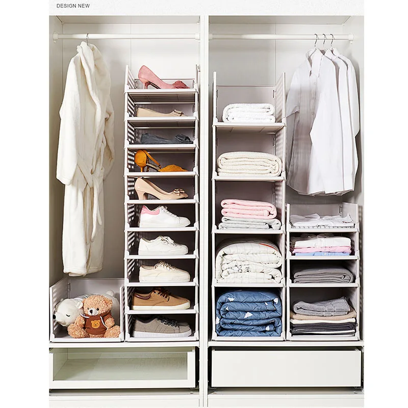 Simple DIY Vertical Closet Clothes Shelf Divider Organizer Storage Box Drawer PP Wardrobe Separator Home Furniture Simple DIY Vertical Closet Clothes Shelf Divider Organizer Storage Box Drawer PP Wardrobe Separator Home Furniture
