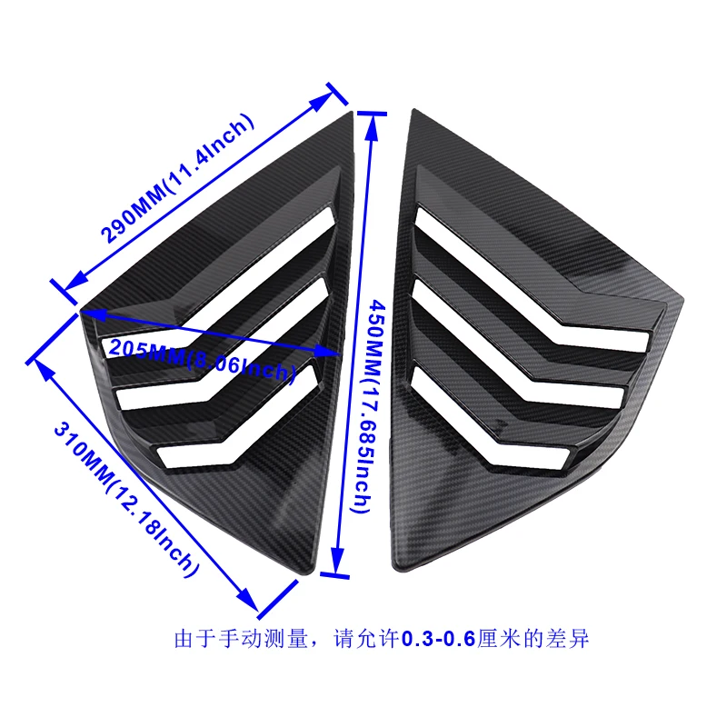 Rear Quarter Window Louvers Panel Side Vent Cover Sticker Trim For Ford Focus 12-18 ST RS Hatchback Carbon Fiber ABS Car Side Window Louver 2pcs/set