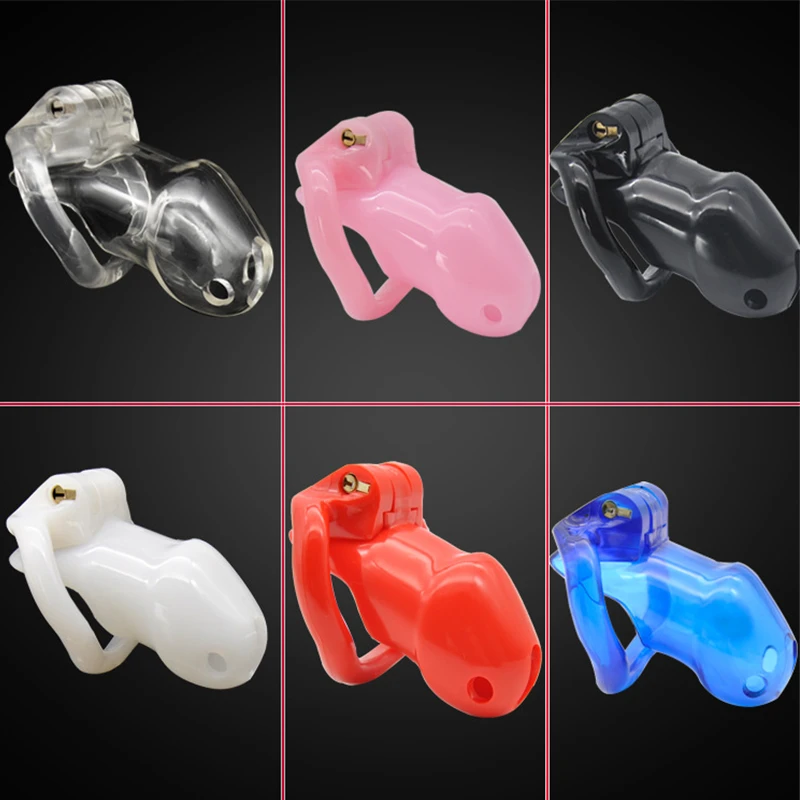 Sex Shop Resin Male Chastity Device with 4 Size Penis Rings Cock Cage Cockring Chastity Lock
