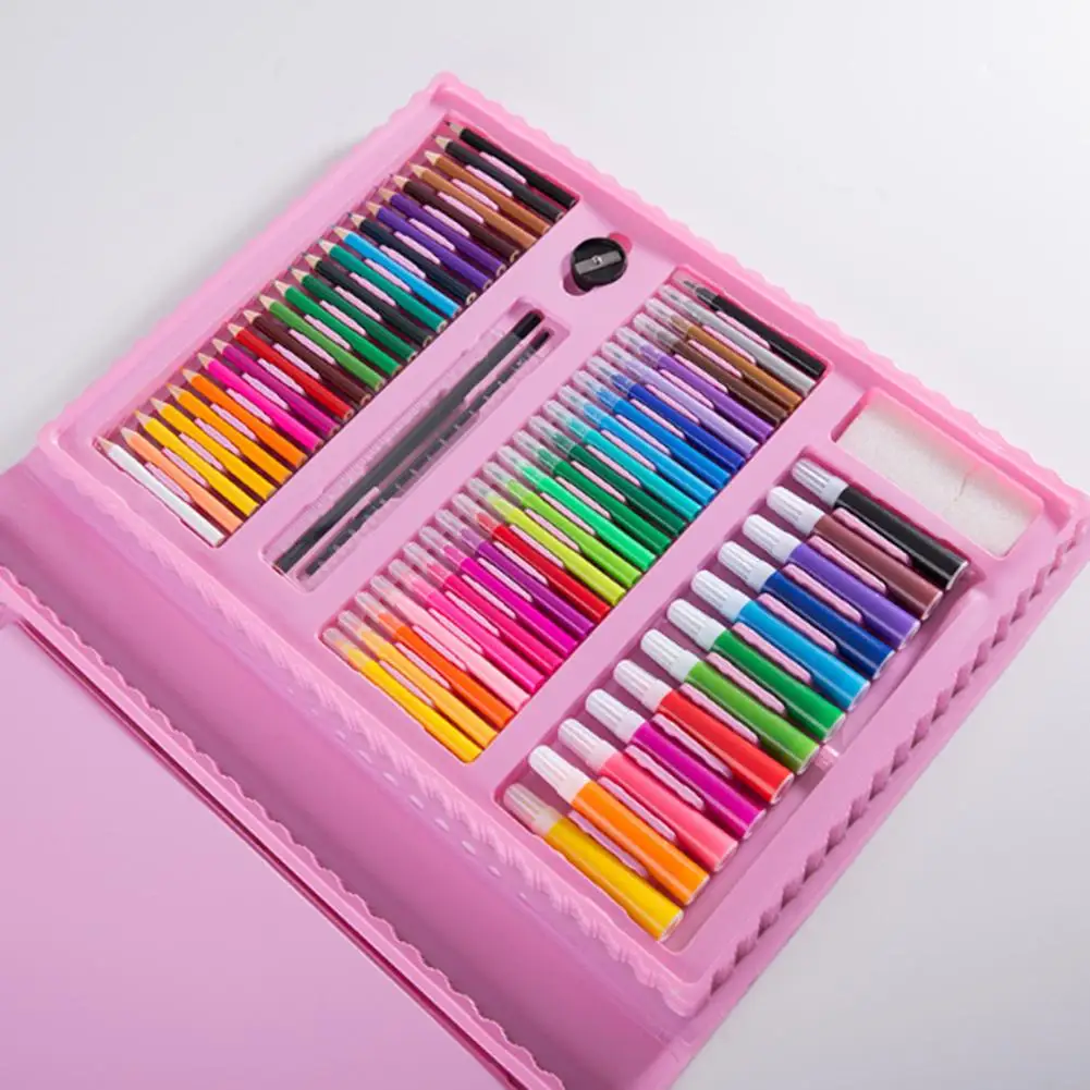 208 шт Набор для рисования цветные карандаши акварельные ручки набор складных ручек с мольбертом детский набор игрушек для рисования