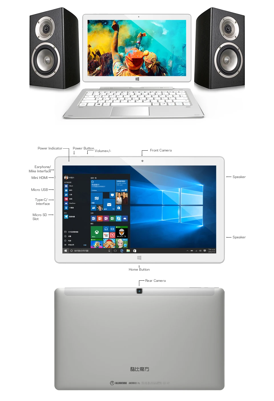 ALLDOCUBE 10,1 дюймов планшеты ПК 1920*1200 4G/64G Windows10+ Android5.1 Двойная Загрузка планшеты ips Четырехъядерный 4 Гб ram 64 Гб Rom планшет