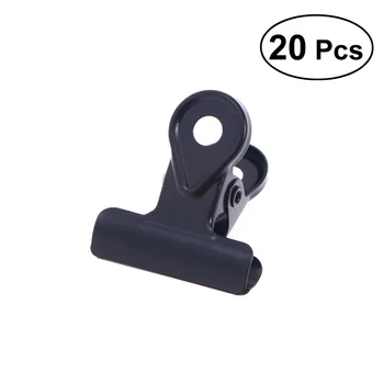 

20PCS Metal Hinge Clips Binder Clips Paper Clamp Copper Bulldog Paper Clips - Black (20MM)