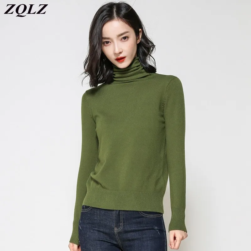 

ZQLZ Knitted Sweater Women 2020 New Autumn Winter Korean Cashmere Turtleneck Long Sleeve Pullover Female Jumper Knitwear