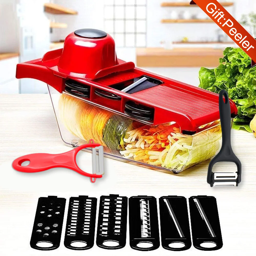 Shredded sliced vegetable cutter with hand guard Mandolin slicer potato peeler carrot grater thickened version kitchen supplies