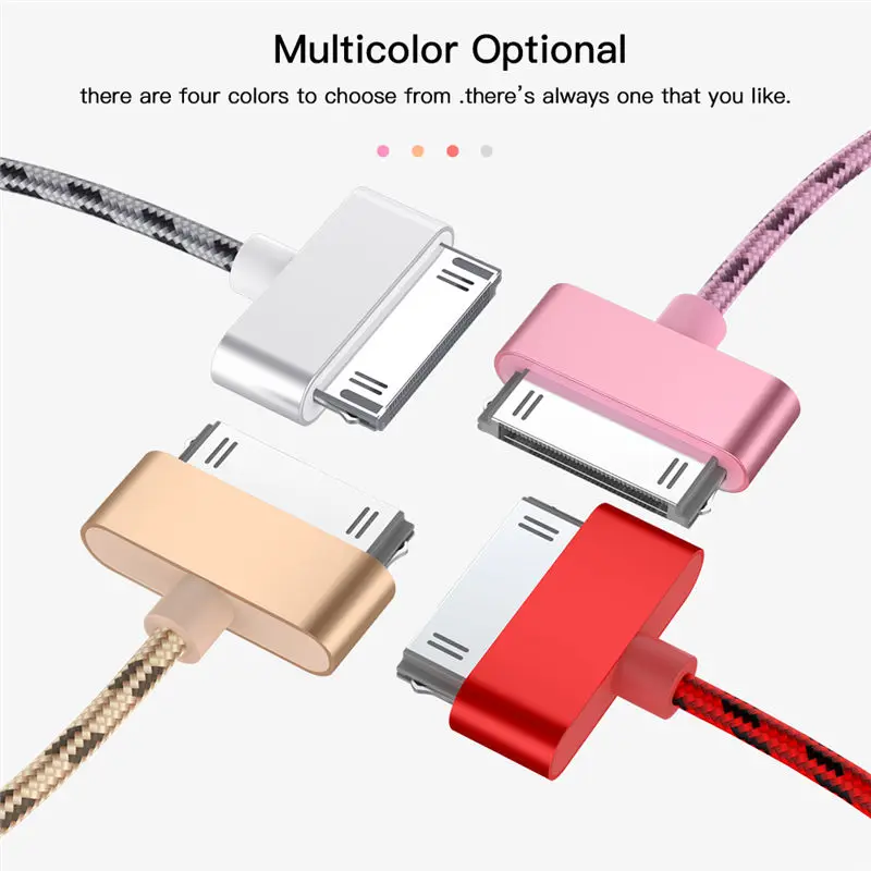 2.4A быстрое зарядное устройство 30 Pin USB кабели адаптер 1 м кабель для передачи данных для iPhone 4 4S 3g S 3g iPad 1 2 3 iPod Itouch код синхронизации