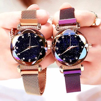 

Hot Sale women watches Magnet Buckle Starry Sky Diamond Watch Luxury Ladies Stainless Steel Quartz Watches reloj mujer