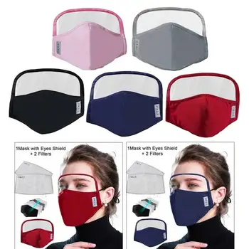 

New Cotton Windproof Dustproof Outdoor Protective Breathing Face Masks With Eyes Shield+2 Filters Masque Mascarill Accessories