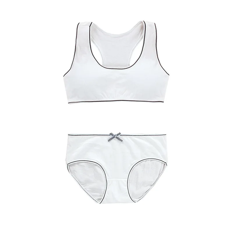 Student Girl Bra Underwear Set Without Steel Ring Cotton Puberty Vest  Sports Underwear Teenage Girls Top