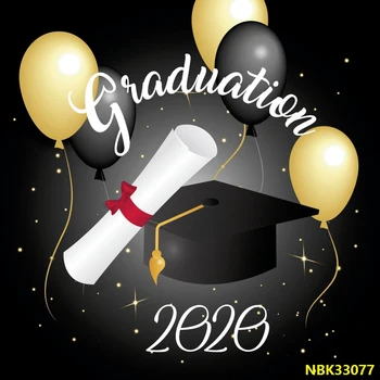 

Laeacco Balloons Party Graduation Of 2020 Bachelor Cap Customized Banner Baby Portrait Photo Background Photography Backdrops