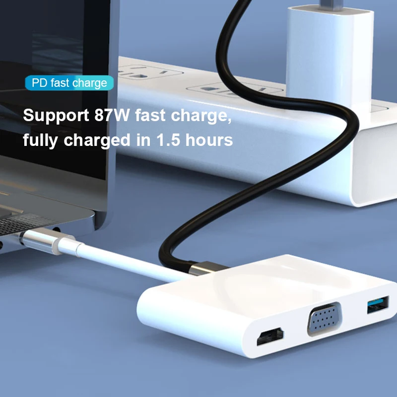 USB C адаптер 5 в 1 Thunderbolt 3 Type концентратор для HDMI VGA мм с источник питания MacBook