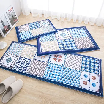 

Cartoon Pattern Flannel Home Creative Carpet Mats Home Suede Bedroom Kitchen Non-Slip Absorbent Mat Long Strip