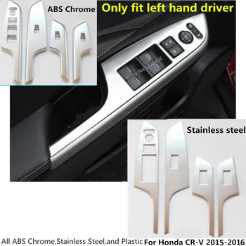 

Hot For Honda CRV CR-V 2015 2016 Stainless Steel/ABS Chrome Door Window Glass Panel Armrest Lift Switch Button Trim Frame 4pcs