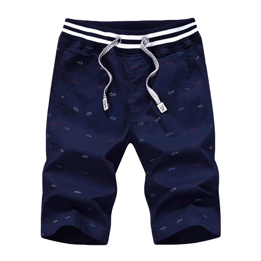 Dark Blue Модные мужские шорты, летние, модные, повседневные, с принтом, свободные, удобные, спортивные, пляжные, мужские шорты, мужские брюки - Цвет: Dark Blue