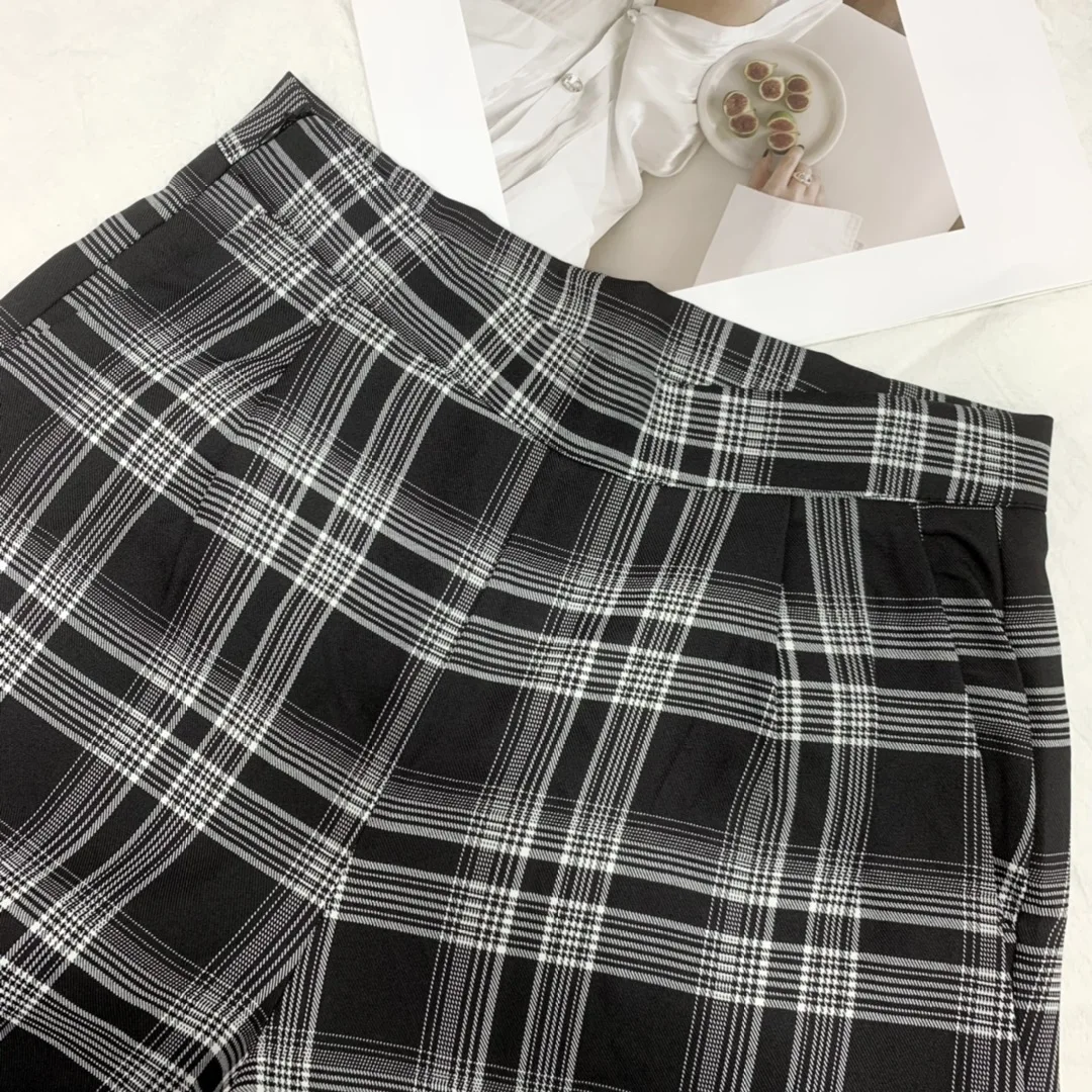Moda Novas Senhoras Soltas Xadrez Perna Larga Calças Casuais 0315 2021 2 Moda 2021 novas senhoras soltas xadrez perna larga calças casuais 0315