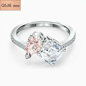 

High quality SWA new square white crystal simple elegant ring