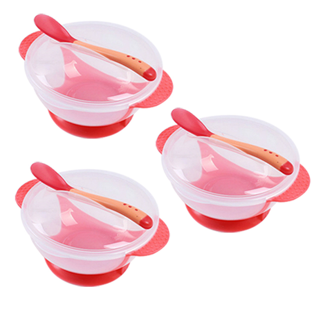 3sets Baby Bowl Training Bowl Spoon Tableware Set Dinner Learning Dishes with Suction Cup Children Training Dinnerware
