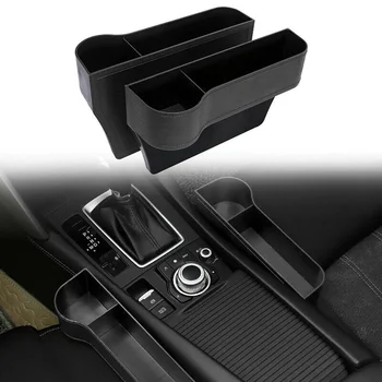 

2pcs Black Car Seat Gap Catcher Container Pocket Cup Holder Side Storage Box User-friendly Design Internal Accessories