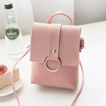 

New Small Bag Female Round Buckle Decoration Casual Small Square Bag Shoulder Messenger Bag Mobile Phone Bag
