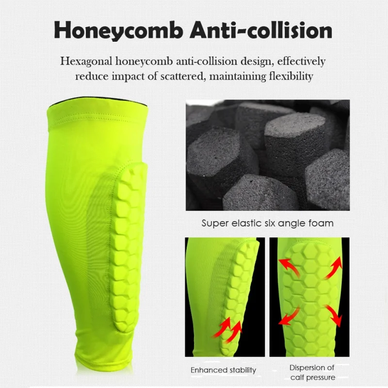 1PCS Soccer Honeycomb Shin Guards Leg Sleeves Basketball Training Gear Adult Teenager Football Protectors