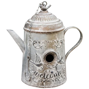

Newly Beautiful Watering Can Bird House Design Retro Handmade Vintage Garden Ornaments