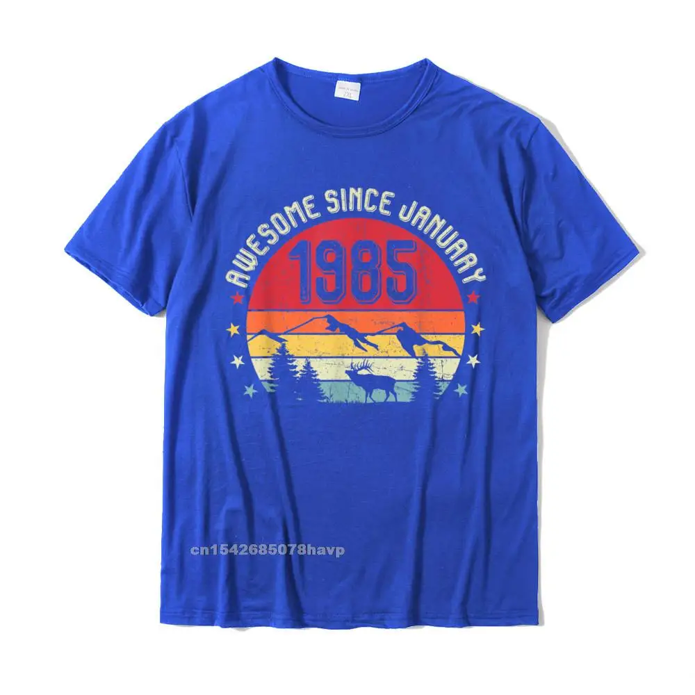 UniqueFamily Short Sleeve Tops Shirt Summer/Fall Funky Crewneck All Cotton Tees Mens T-shirts Normal  Drop Shipping Awesome Since January 1985 Birthday Shirt Vintage Shirt T-Shirt__1597. blue
