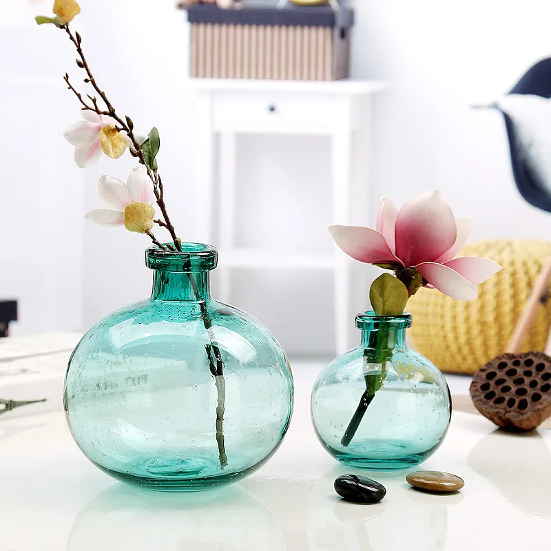 1 шт разноцветная стеклянная ваза ручной работы с пузырьками, креативное украшение для бутылок, ваза для спальни, простая украшение для дома