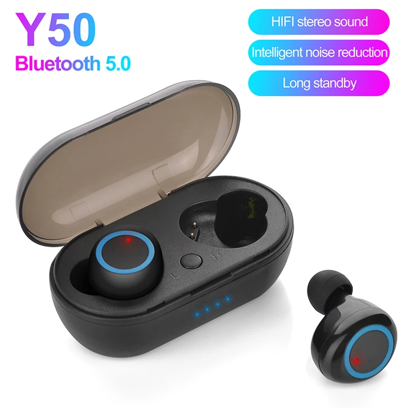Original Y50 TWS Bluetooth Earphone Wireless Headphones Tough Control Stereo Headset Sport Earbuds with Charging Box for Phone |