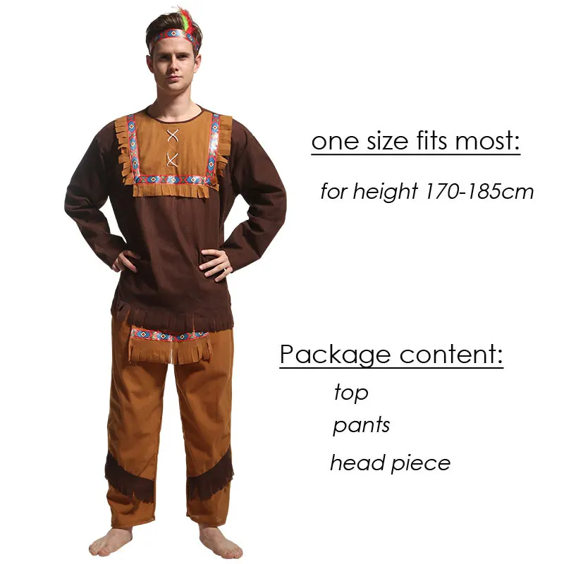 Cosplay Costume Adult Couple Indian Native Clothes Women Men Primitive Man Caveman Tassel Halloween Carnival Party Fancy Dress