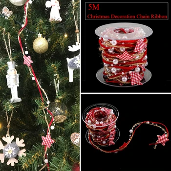 

Christmas Tree DIY Star Chain Ribbon Party Decoration Supplies 5m Christmas Handmade Five-pointed Star Bead Chain Ribbon