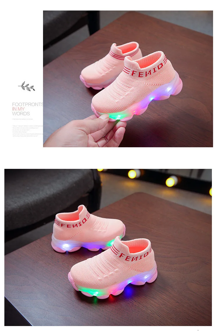 Carta de malha infantil LED Luminous Socks