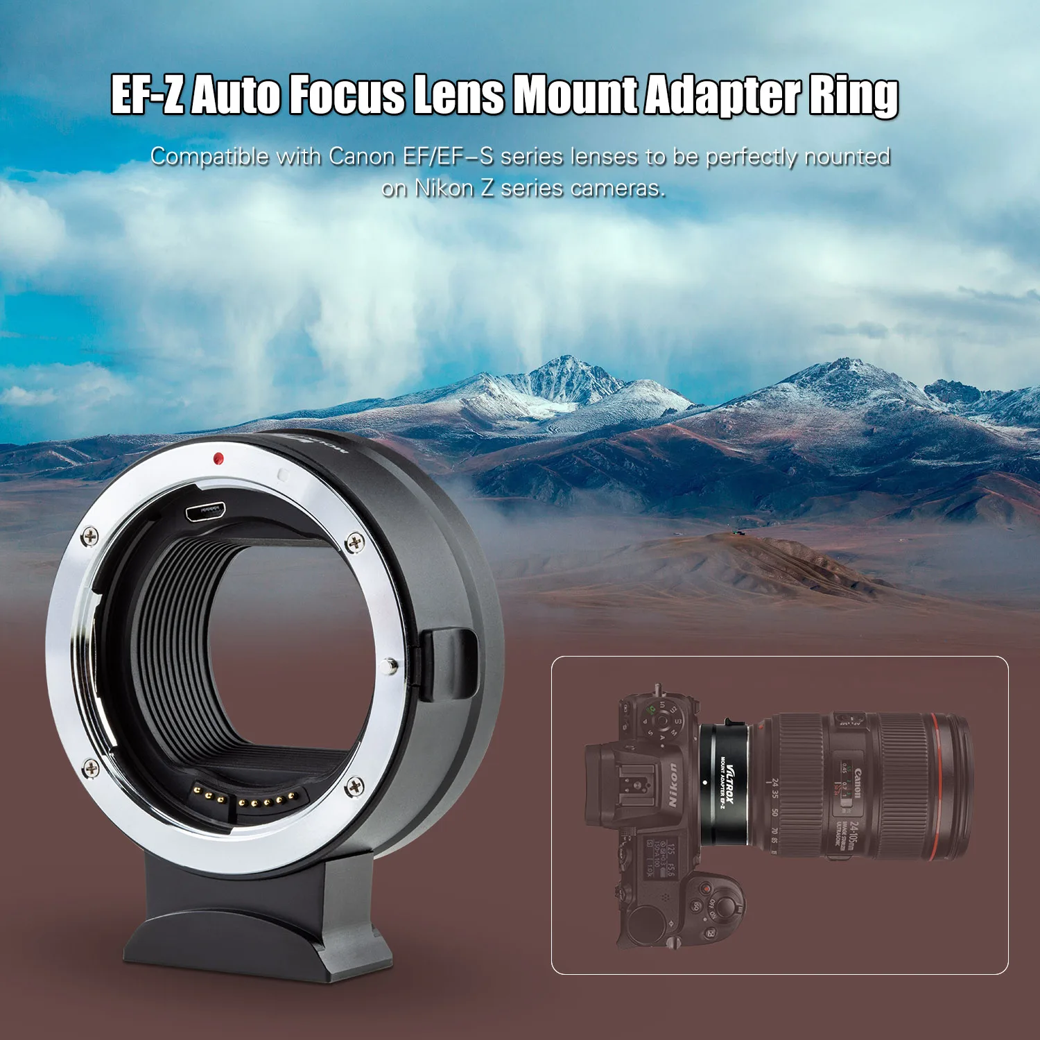 Кольцо адаптер Viltrox для крепления объектива с автофокусом Canon EF/EF Z объективов