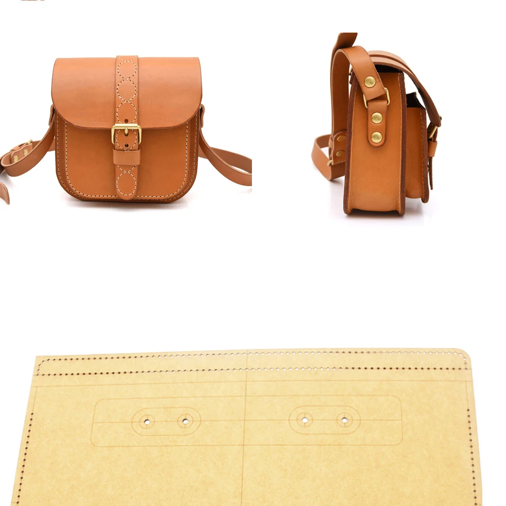 DIY leather craft  shoulder bag die cutting kraft paper sewing pattern hollowed stencil template 20x19x8cm