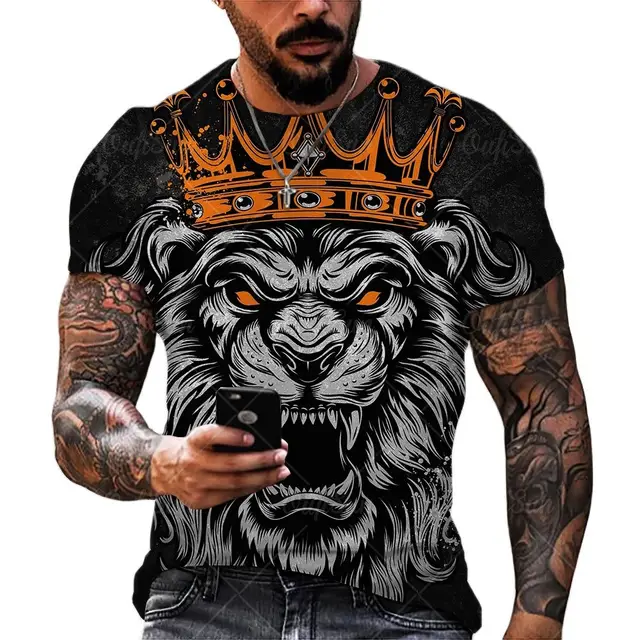 2021 New Fashion Cool T-shirt For Men’s 3D T-shirt Printing lion Short Sleeve Summer Shirt Printing T-shirt OFSM-00852