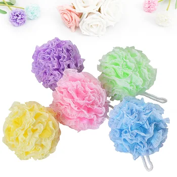 

5Pcs Lace Shower Ball Soft Bath Ball Large Mesh Sponge Mesh Pouf Bubble Nets Bath Bathroom Scrub Bath Brushes (Random Color)