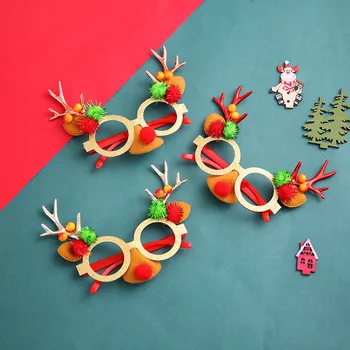 

New Christmas creative antler glasses cute cartoon glasses party party atmosphere cartoon decoration children prize holiday gift