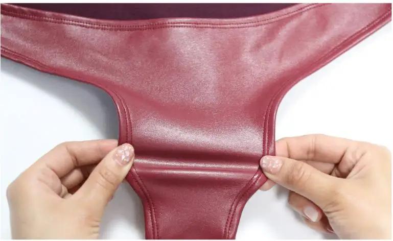 Women Lady Sexy Shorts Low Waist T-Crotch Faux Leather Briefs Thong Stylish