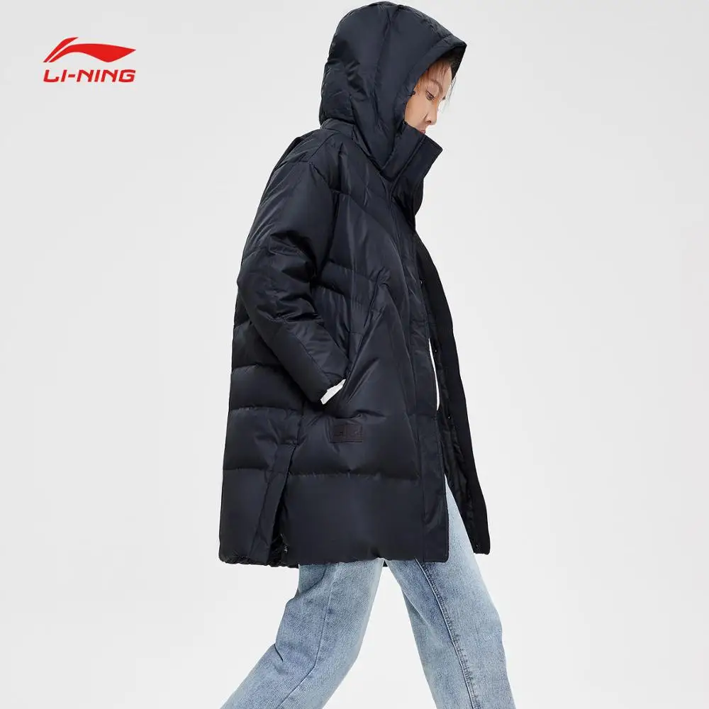 Li Ning женское Трендовое пальто средней длины 70% белый утиный пух