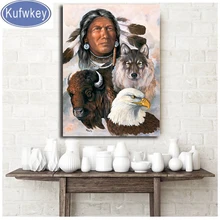 Diy фото на заказ Алмазная вышивка DIY Алмазная Картина Набор для вышивки крестиком перо женщина волк Орел 5D мозаика дрель домашний декор