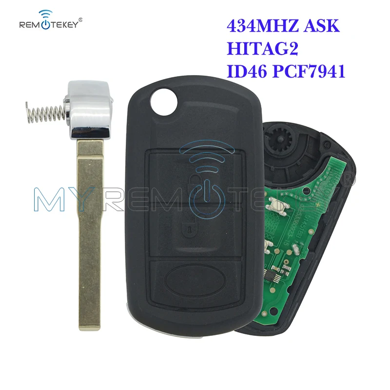 

Remtekey Flip remote car key 434 mhz for Landrover LR3 Range Rover HU101 3 button ID46 chip on circuit board 2006 2007 2008 2009
