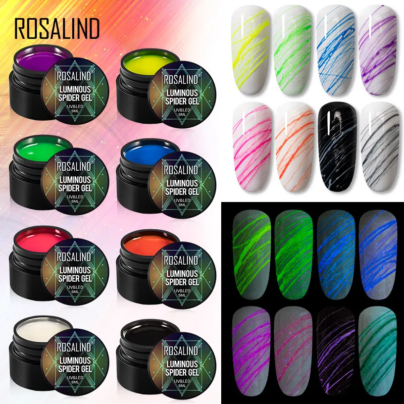 

ROSALIND Spider Gel Polish Luminous Nail Art Design 5ML Semi Permanent All For Manicure Paint Gel Hybrid Varnishes Nail Polish