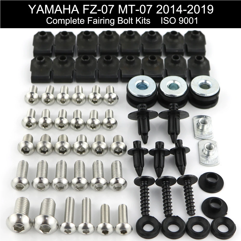 

For Yamaha MT07 FZ-07 2014-2019 Motorcycle Cowling Kit Complete Full Fairing Bolts Kit Speed Nut Fairing Clips Stainless Steel
