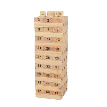 

OCDAY 54pcs Figure Children Kids Wooden Building Blocks Toys Domino Stacker Baby Early Educational Play Game Toy Set