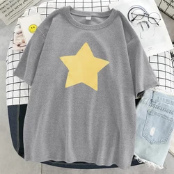 Cute Yellow Five-Pointed Star Print T-Shirts Female Fashion Casual T-Shirts Street Brand Tshirt Hot sale Brand Women T Shirt