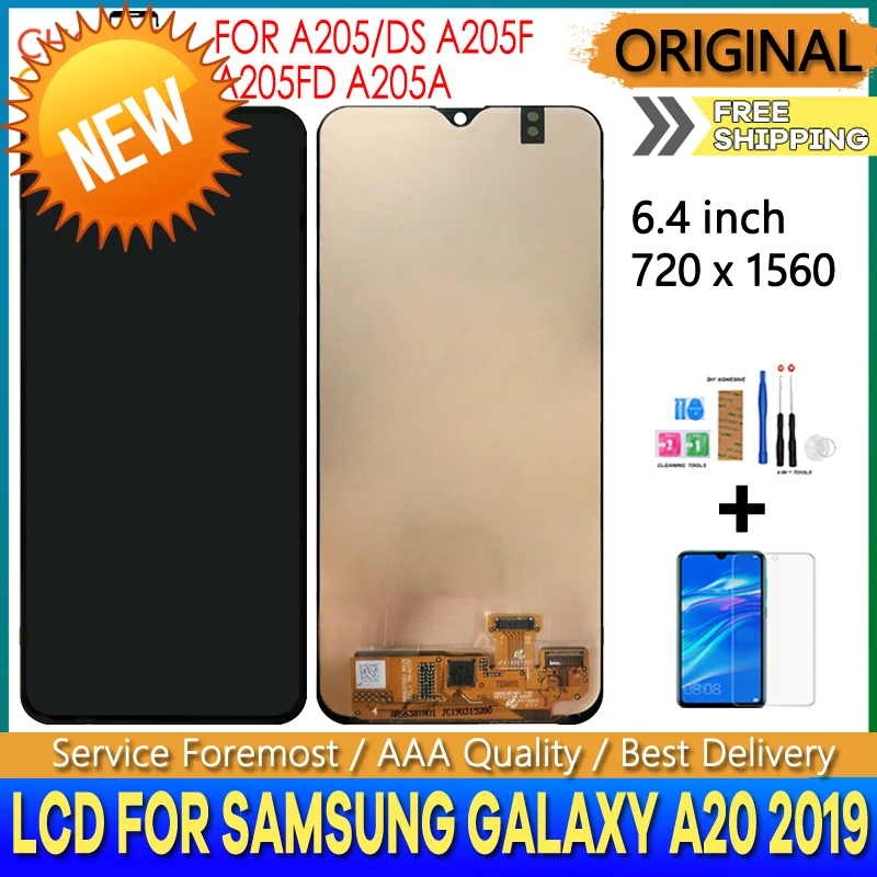 6," ЖК-дисплей для samsung Galaxy A20 ЖК-дисплей A205 A205F сенсорный экран дигитайзер в сборе для samsung A20 ЖК-замена