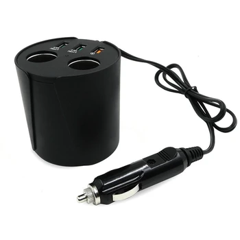 

Multi-Function Car Cup Charger 2 Socket Cigarette Lighter Splitter 3 USB Port 3.1A DC5/9/12V