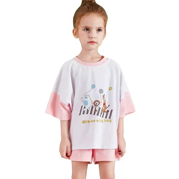 

Girls pajamas Summer Short Sleeve Casual Kids outfit Tshirt and Pants pyjama sets Cottn Loose Home suit for girl 3y to 16y