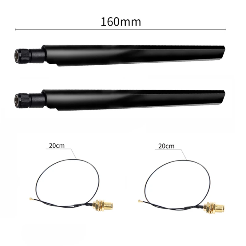 2 X 5dbi 2.4ghz 5ghz Dual Band M.2 Ipex Mhf4 U.fl Extension Cable To ...